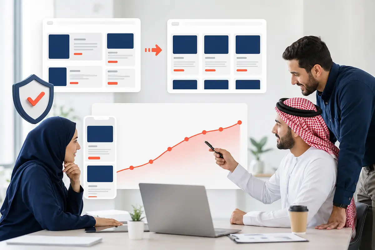 تیم وب در حال کنترل ثبات چیدمان و پایش روند عملکرد صفحات