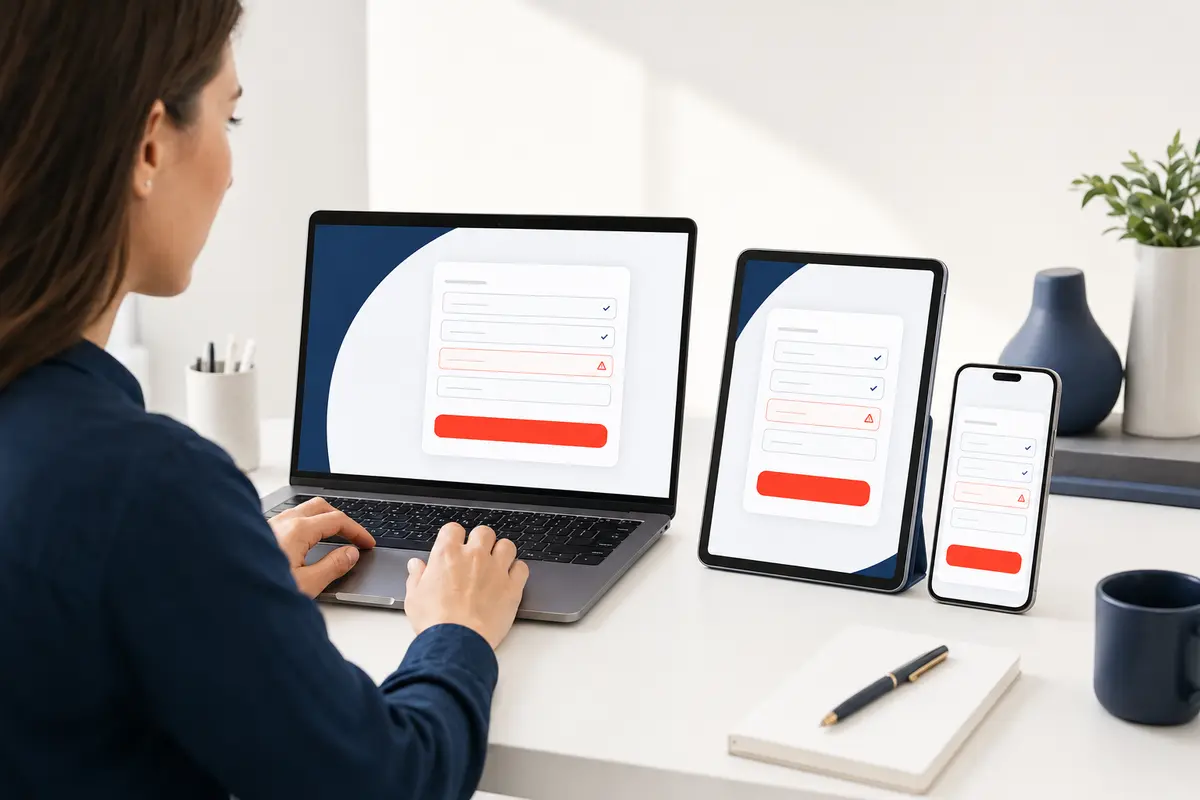 آزمایش فرم درخواست خدمت در لپ‌تاپ، تبلت و موبایل